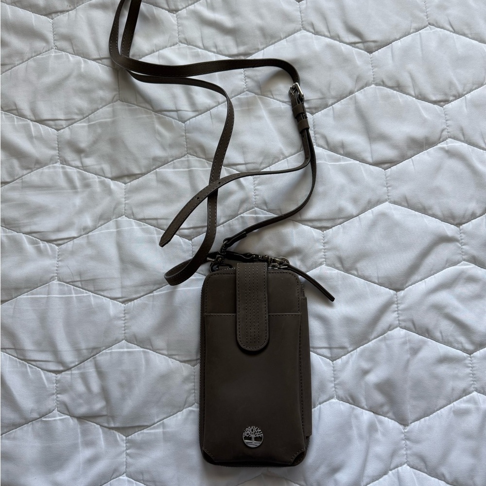 Timberland Dark Brown Leather Crossbody Bag